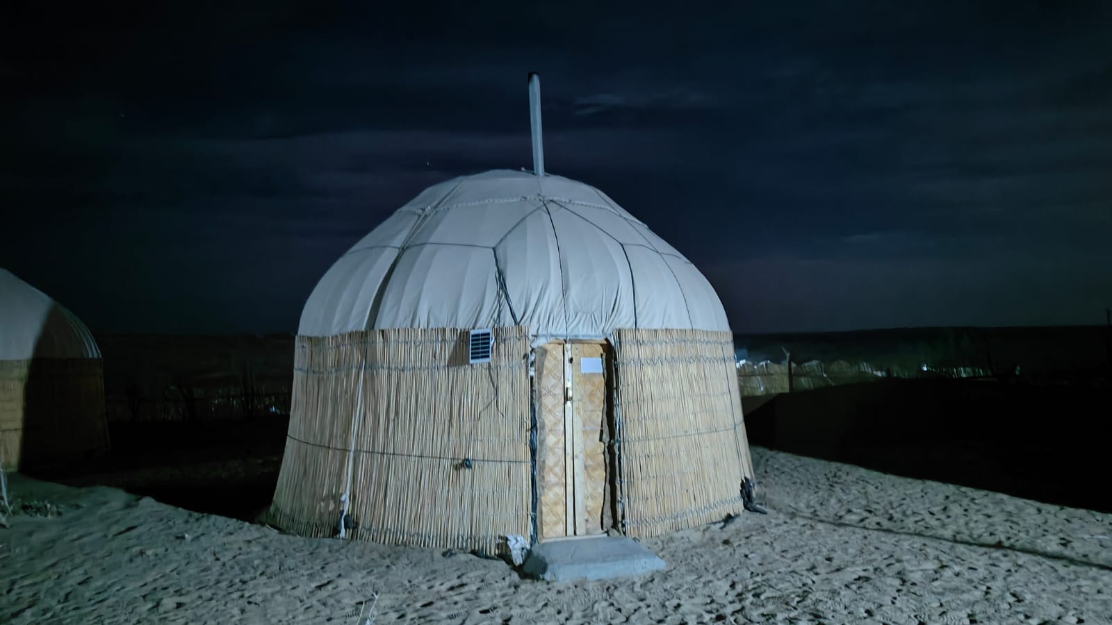 Yurt at night